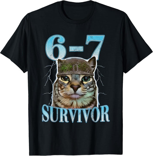 Funny Saying 67 Cats Tummy Ache Survivor Cat Meme six Seven
