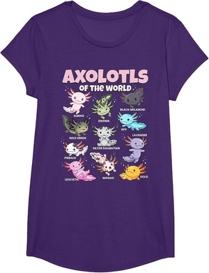 Axolotls of The World Kawaii Educational Graphic for Kids
