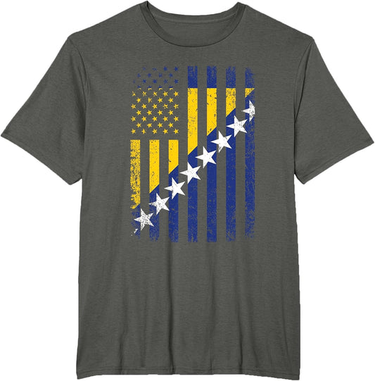 Bosnia Herzegovina 4th July USA Bosnian & Herzegovinian Flag