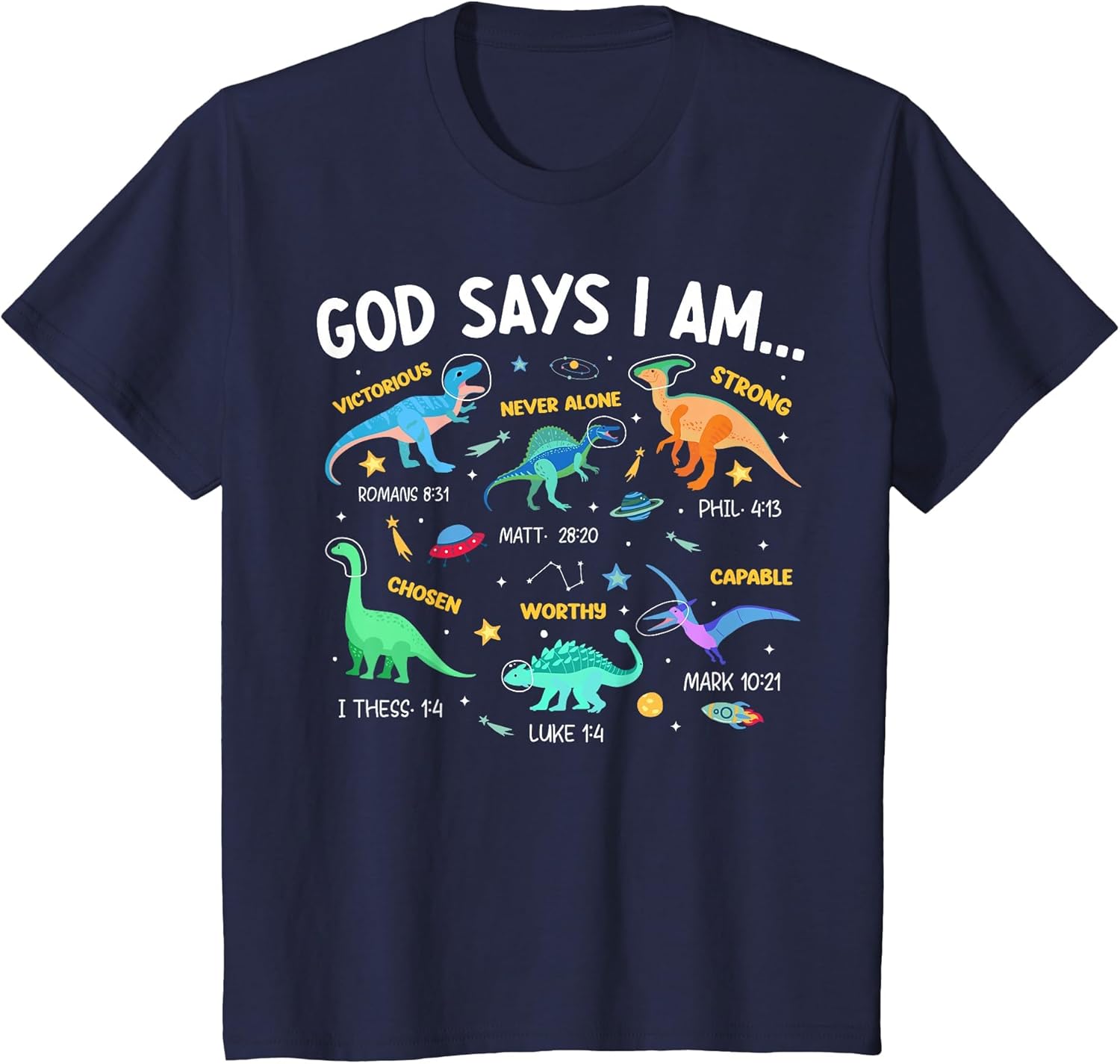 Kids Christian Lovers God Says I Am Space Dinosaur Kids Jesus