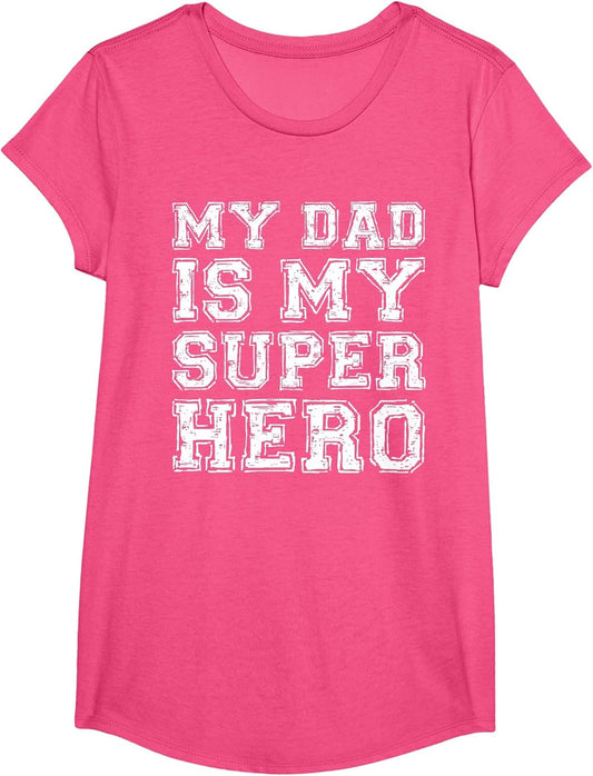 My Dad is My Superhero Shirt Kids Boy Girl Fathers Day