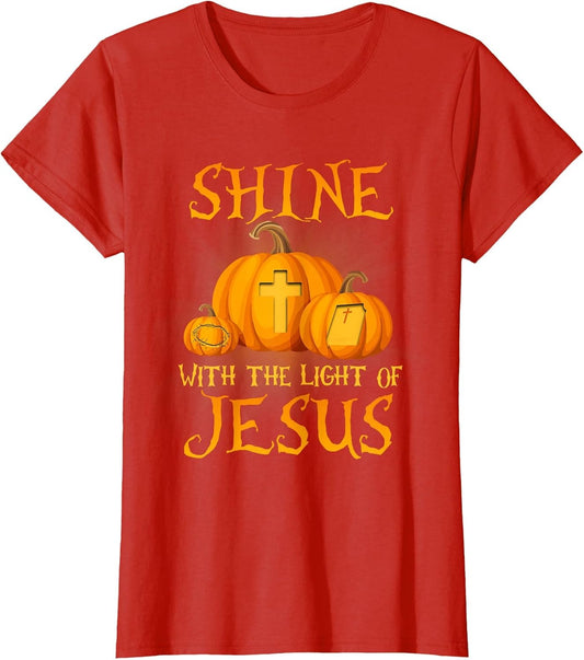 Shine with The Light of Jesus Christian Halloween Pumpkin