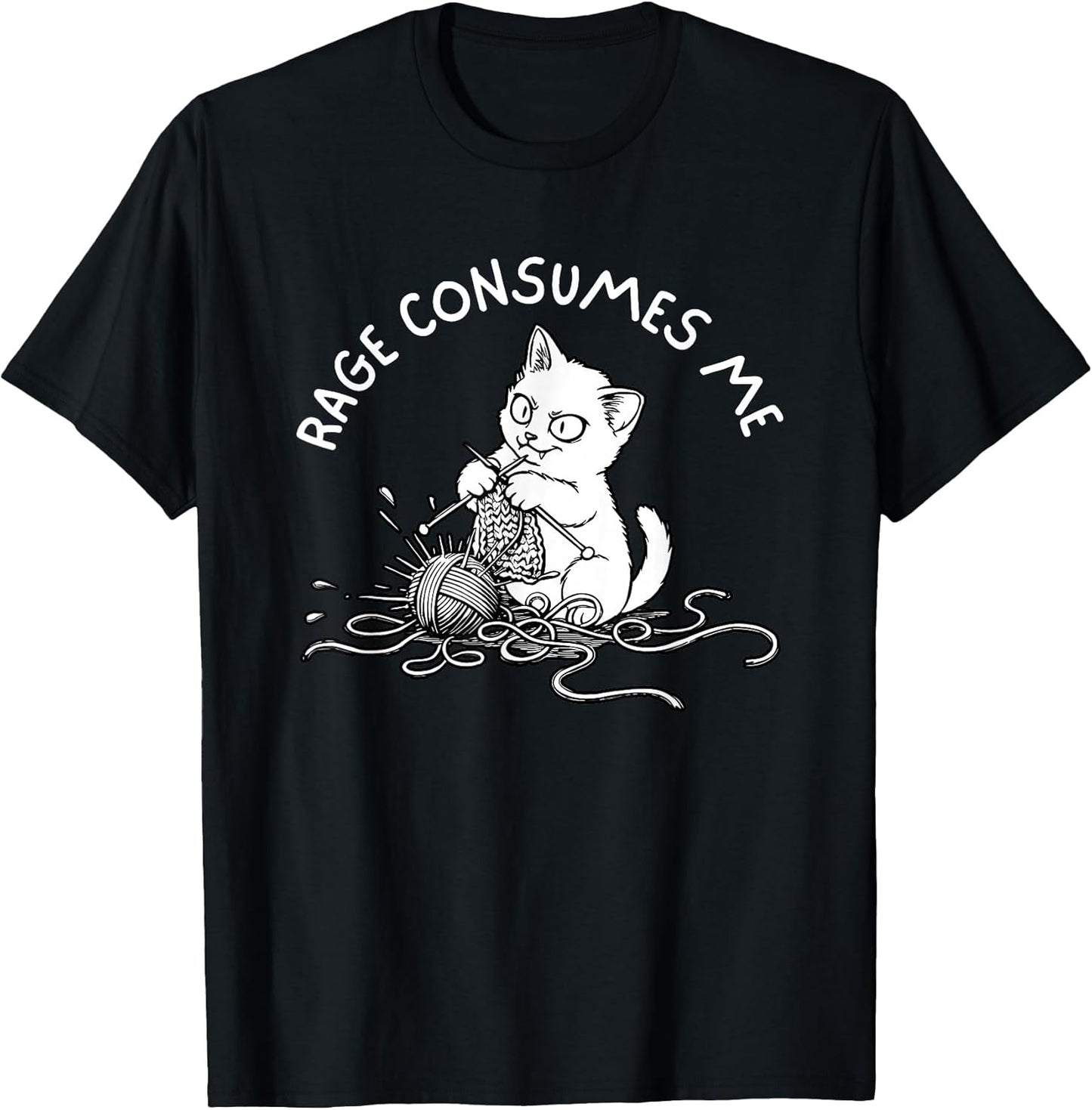 Funny Rage Consumes Me Cute Cat Meme Knitting Kitten Flower