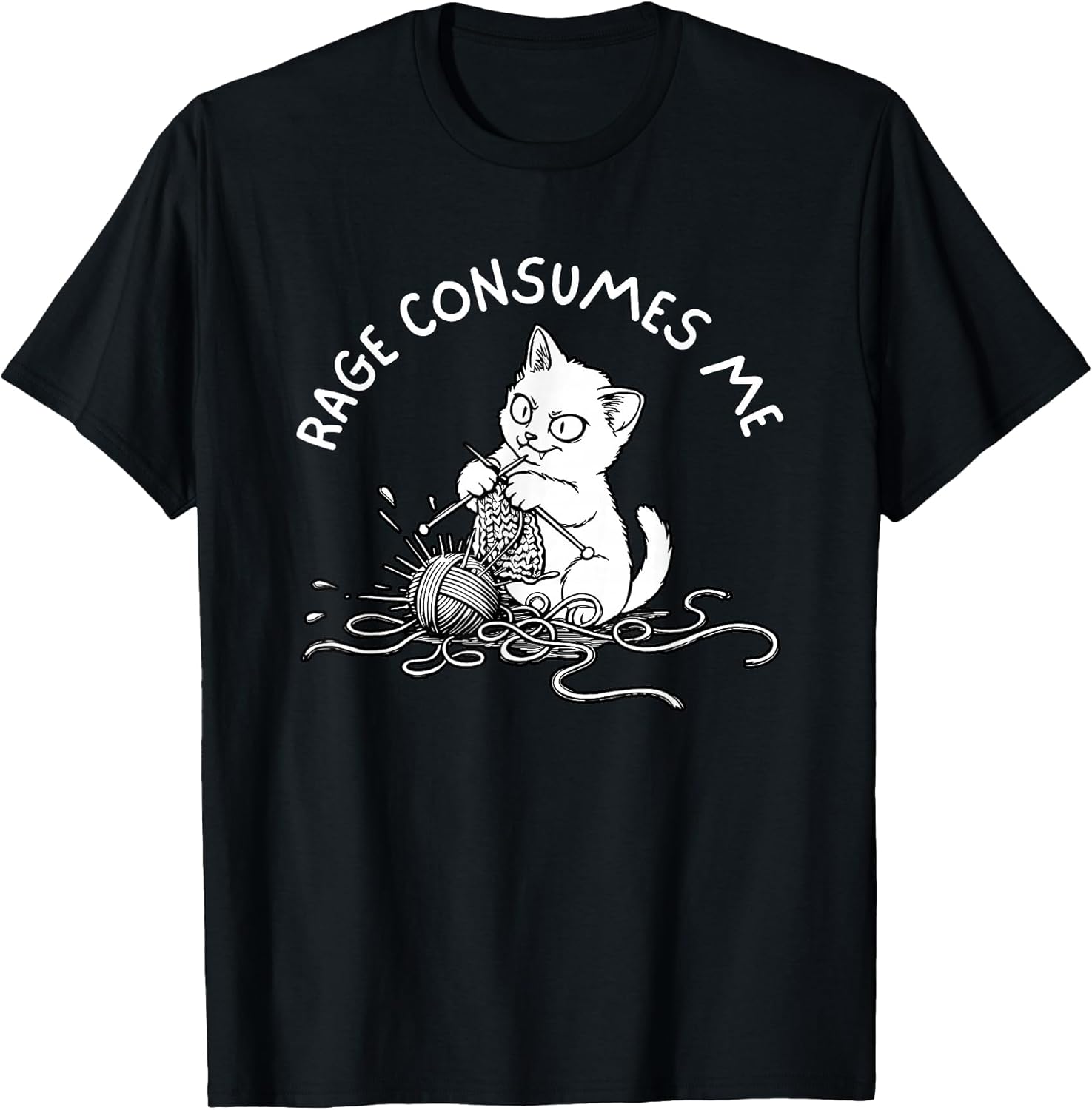 Funny Rage Consumes Me Cute Cat Meme Knitting Kitten Flower