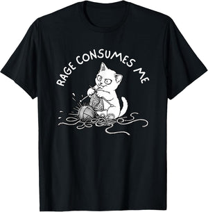 Funny Rage Consumes Me Cute Cat Meme Knitting Kitten Flower