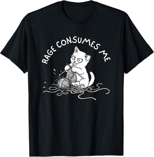 Funny Rage Consumes Me Cute Cat Meme Knitting Kitten Flower