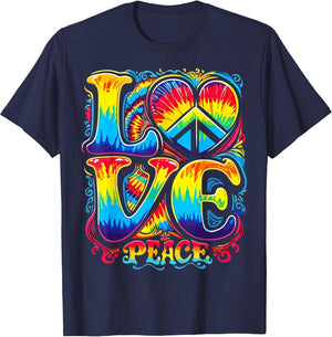 Hippie Peace Sign Tie Dye Heart Groovy