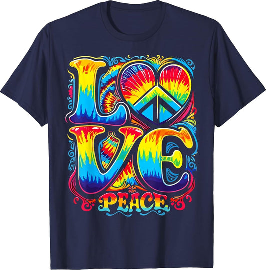 Hippie Peace Sign Tie Dye Heart Groovy
