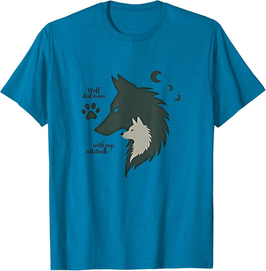 Wolf Parent and Pup Attitude Graphic Wilderness Shirt