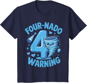 Kids Four-Nado Warning 4th Birthday Boy Tornado Birthday