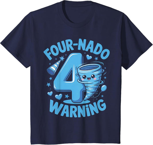Kids Four-Nado Warning 4th Birthday Boy Tornado Birthday