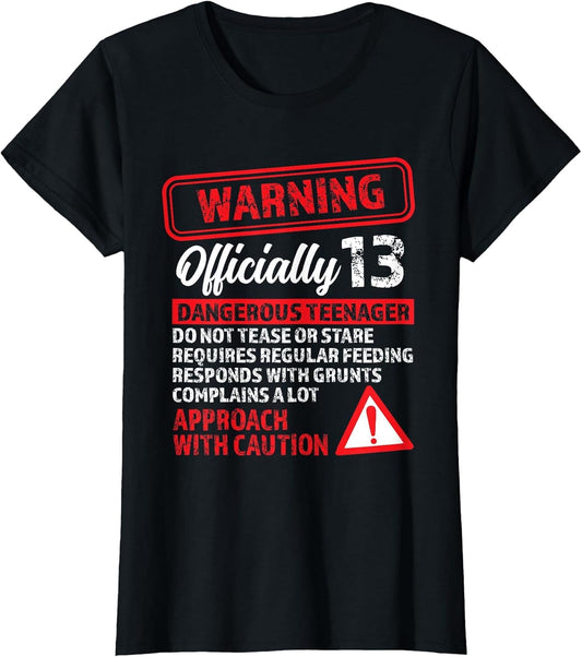 13th Birthday Gifts Warning Dangerous Teenager 13 Yr Old