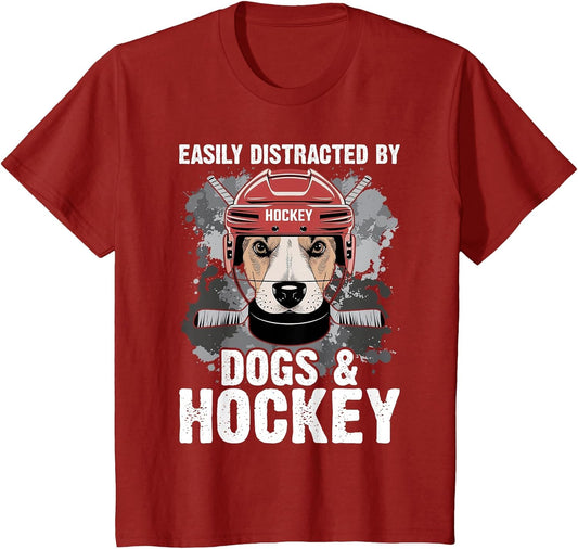 Easily Distracted by Dogs and Hockey Funny Dog Owner