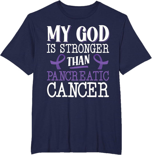 My God is Stronger Than Pancreatic Cancer Purple Ribbon