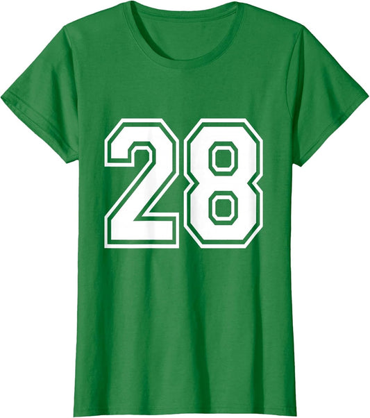 Number 28 Varsity Sports Team Jersey 28th Birthday 28 Years