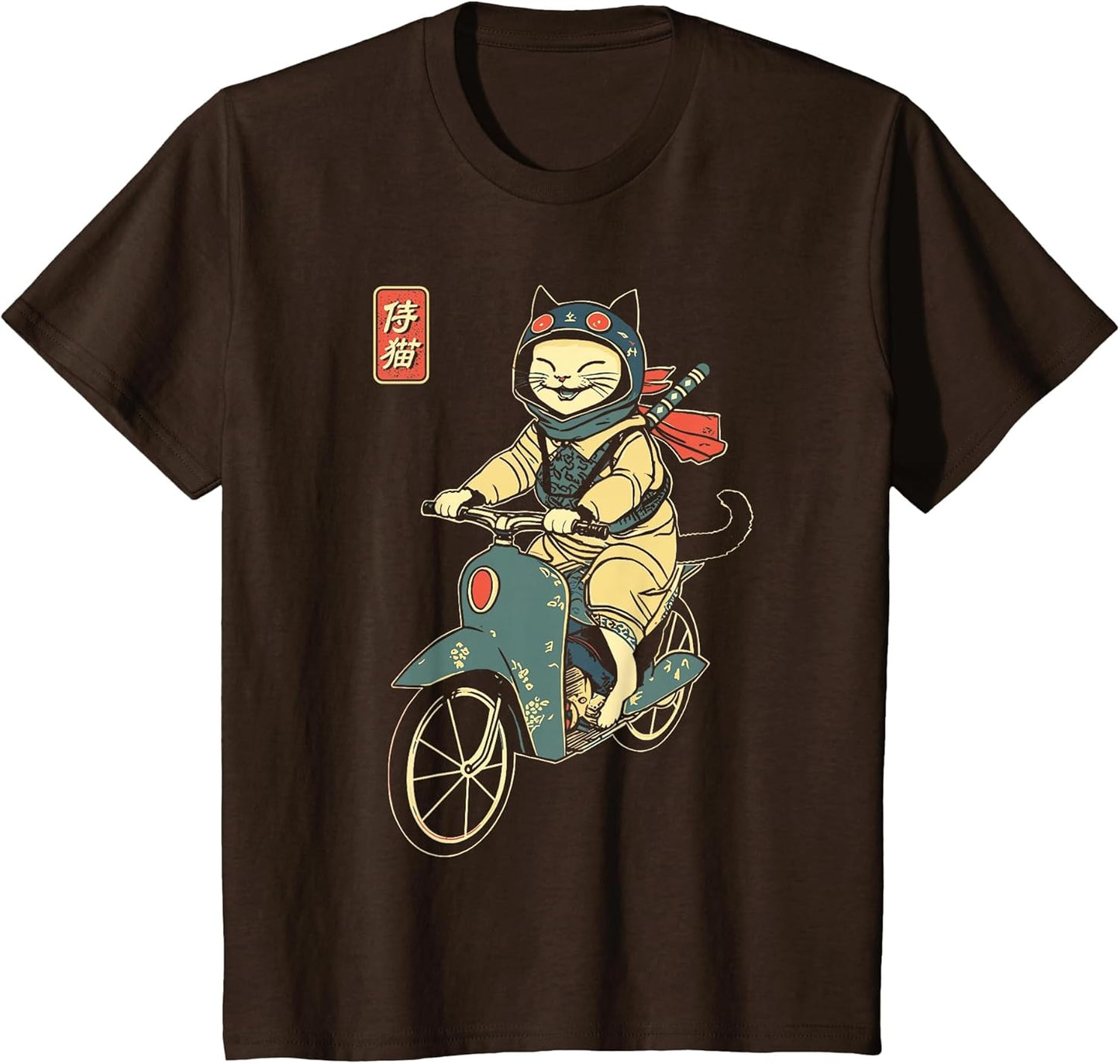 Japanese Samurai Cat on Motorcycle Kawaii Ninja Cat