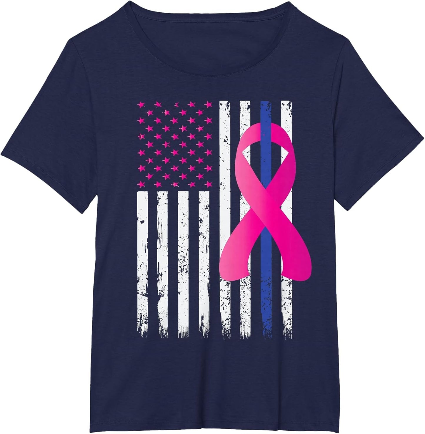 Breast Cancer Awareness Thin Blue Line Vintage Police Flag