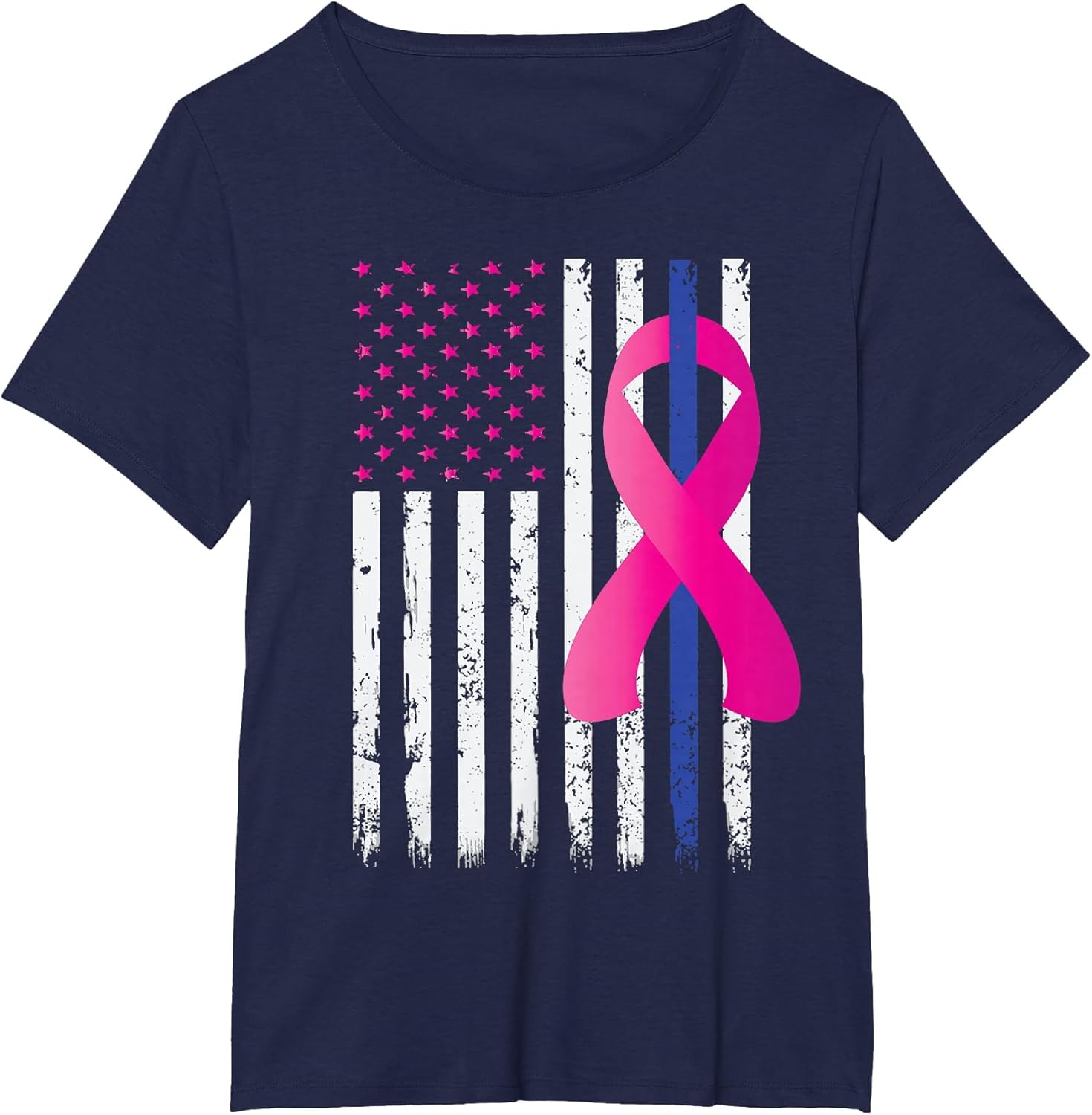 Breast Cancer Awareness Thin Blue Line Vintage Police Flag
