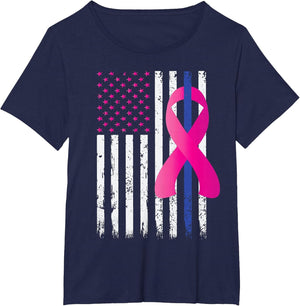 Breast Cancer Awareness Thin Blue Line Vintage Police Flag