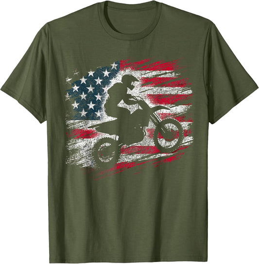 Motocross USA Dirt Bike American Flag