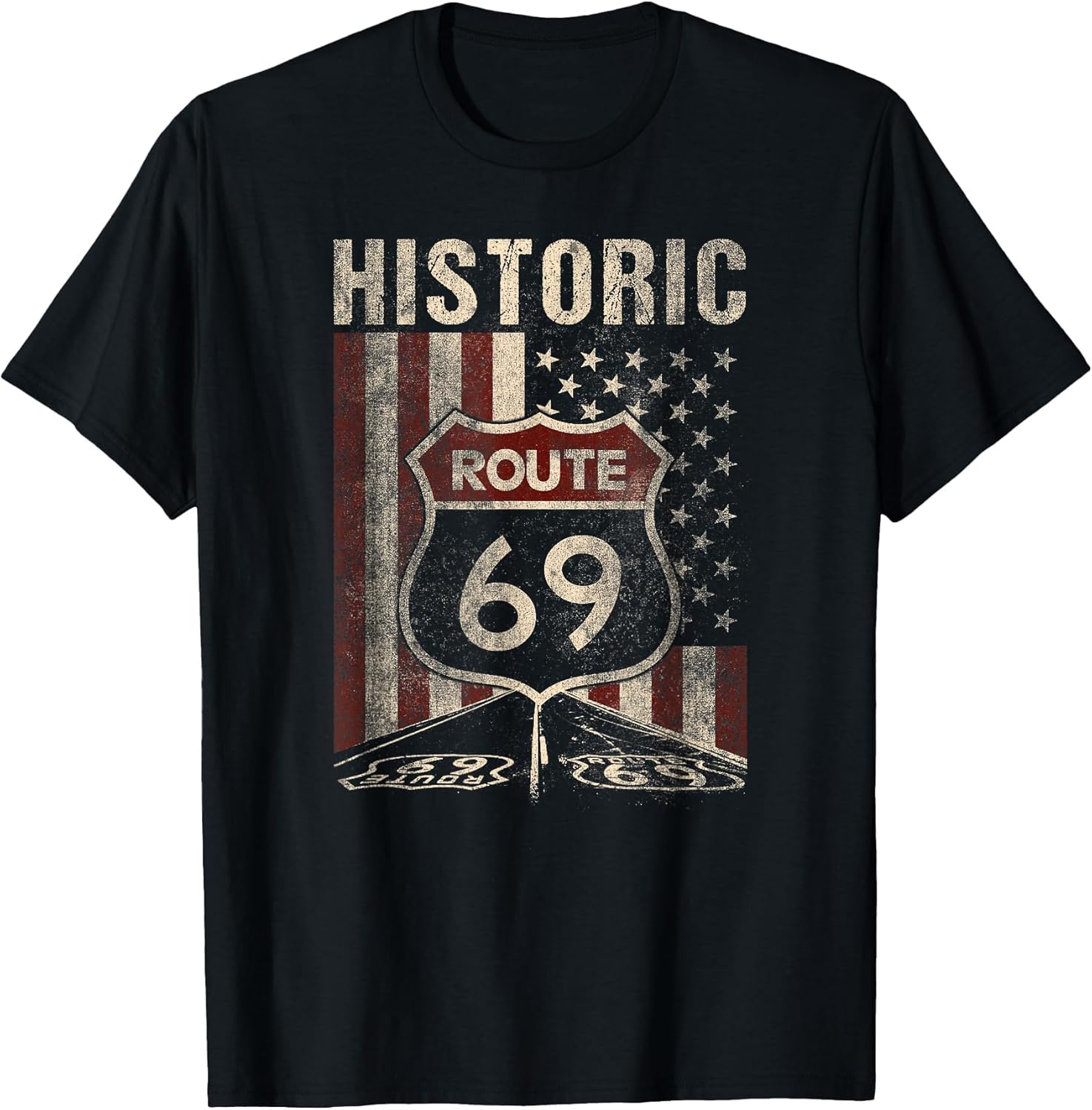 Historic Route 69 Americana USA Flag Funny Graphic