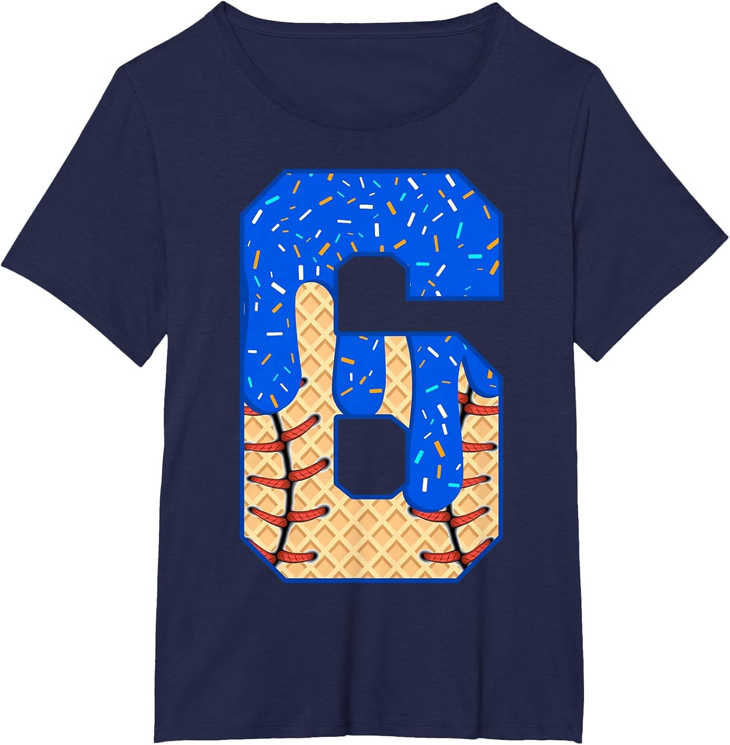 6th Birthday Boy Ice Cream Baseball Drip 6 Year Old Boys