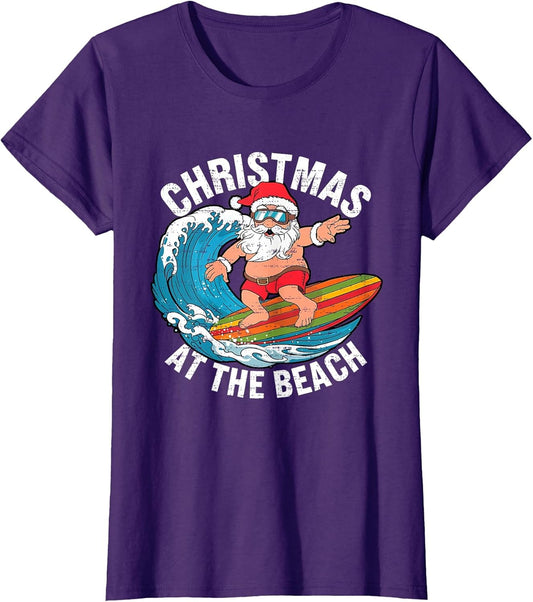 Funny Santa Surfing Christmas in July Xmas Summer Christmas