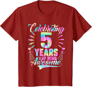 Celebrating 5 Year of Being Awesome with Tie-dye Graphic