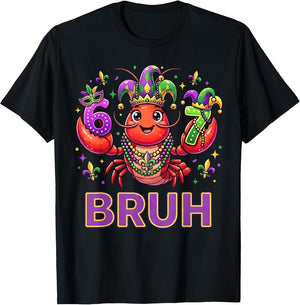 Bruh 6 7 Mardi Gras Crawfish Funny Beads Mask Girl Women Kid