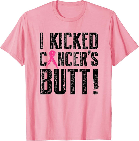 I Kicked Breast Cancers Butt Pink Ribbon Survivor Women