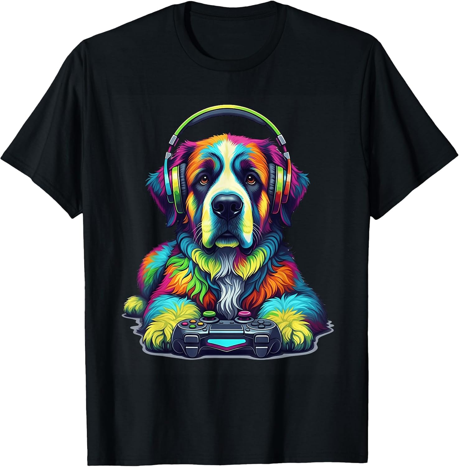 Colorful Saint Bernard Video Game Gamer Dog Zoo Design