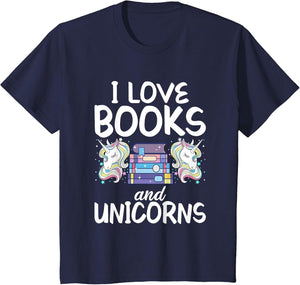 I Like Books and Unicorns Reading Girl