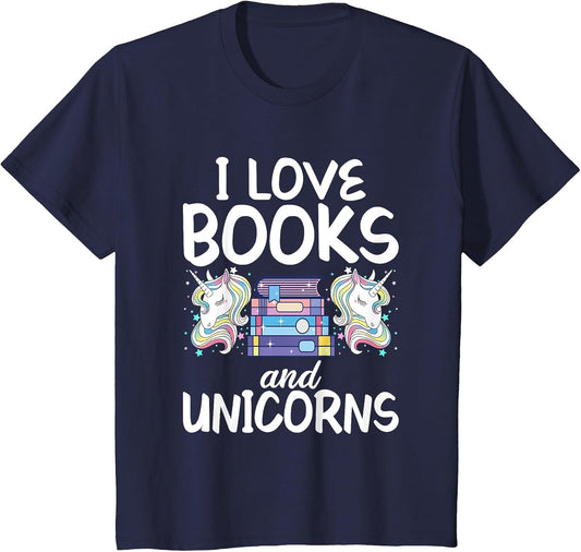 I Like Books and Unicorns Reading Girl