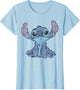 Disney Lilo & Stitch Distressed Stitch Portrait , Women, Baby Blue, X-Small