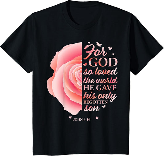 John 3:16 Pink Flower Christian Sayings Women Gifts Mom Her
