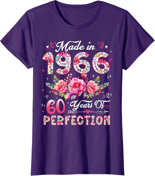 60 Year Old Made in 1966 Floral 60th Birthday Women