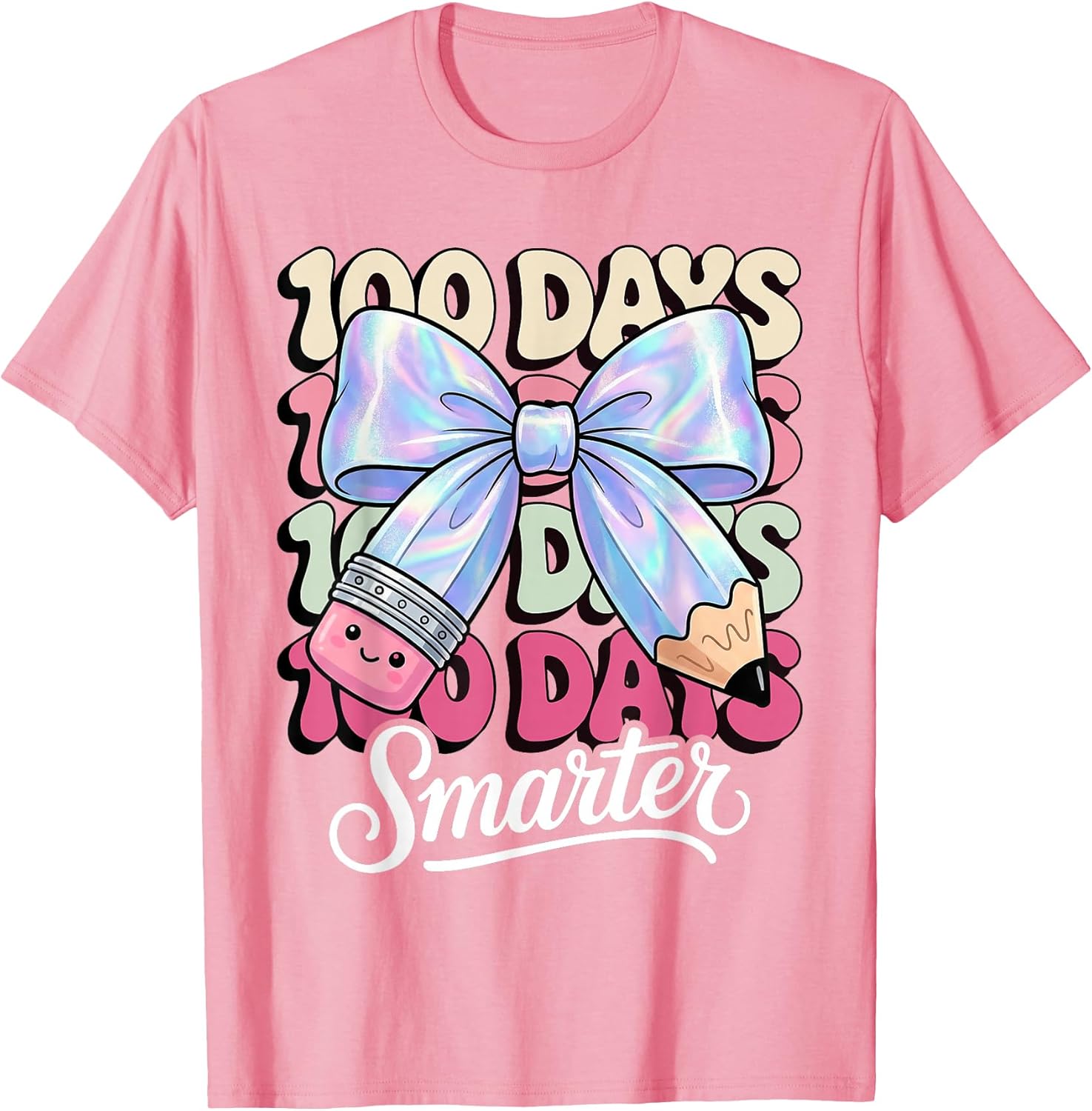 Cute 100 Days Smarter School Teacher Girls Kids Coquette Bow