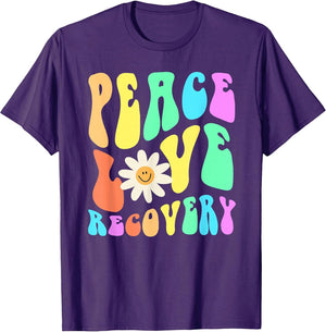 Groovy Peace Love Recovery Celebrate Sober I'm Clean AA NA