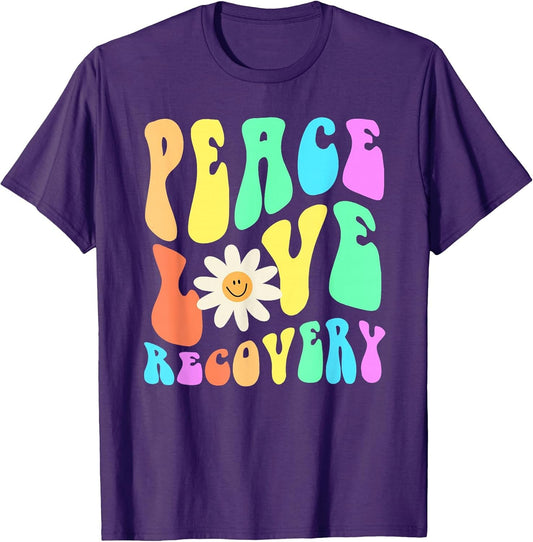 Groovy Peace Love Recovery Celebrate Sober I'm Clean AA NA