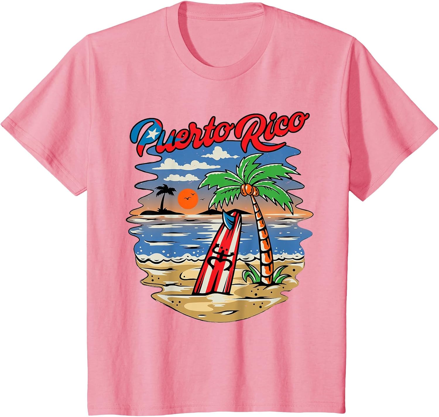 Puerto Rico Beach Puerto Rican Flag Retro Vintage 70s Sunset