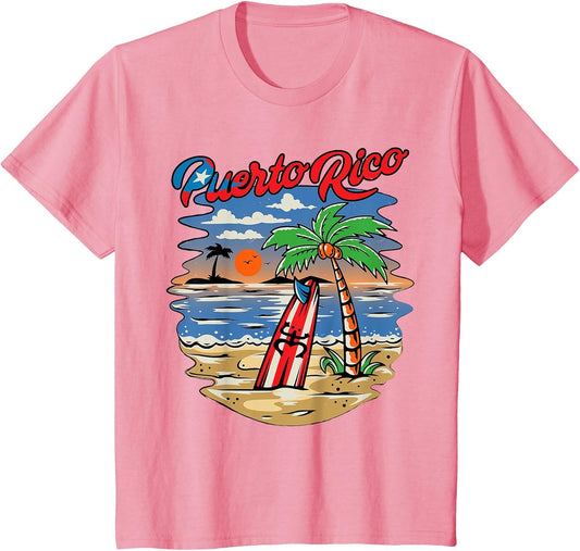 Puerto Rico Beach Puerto Rican Flag Retro Vintage 70s Sunset