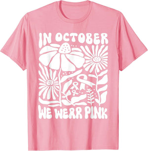 in October We Wear Pink Breast Cancer Awareness Pink Ribbon