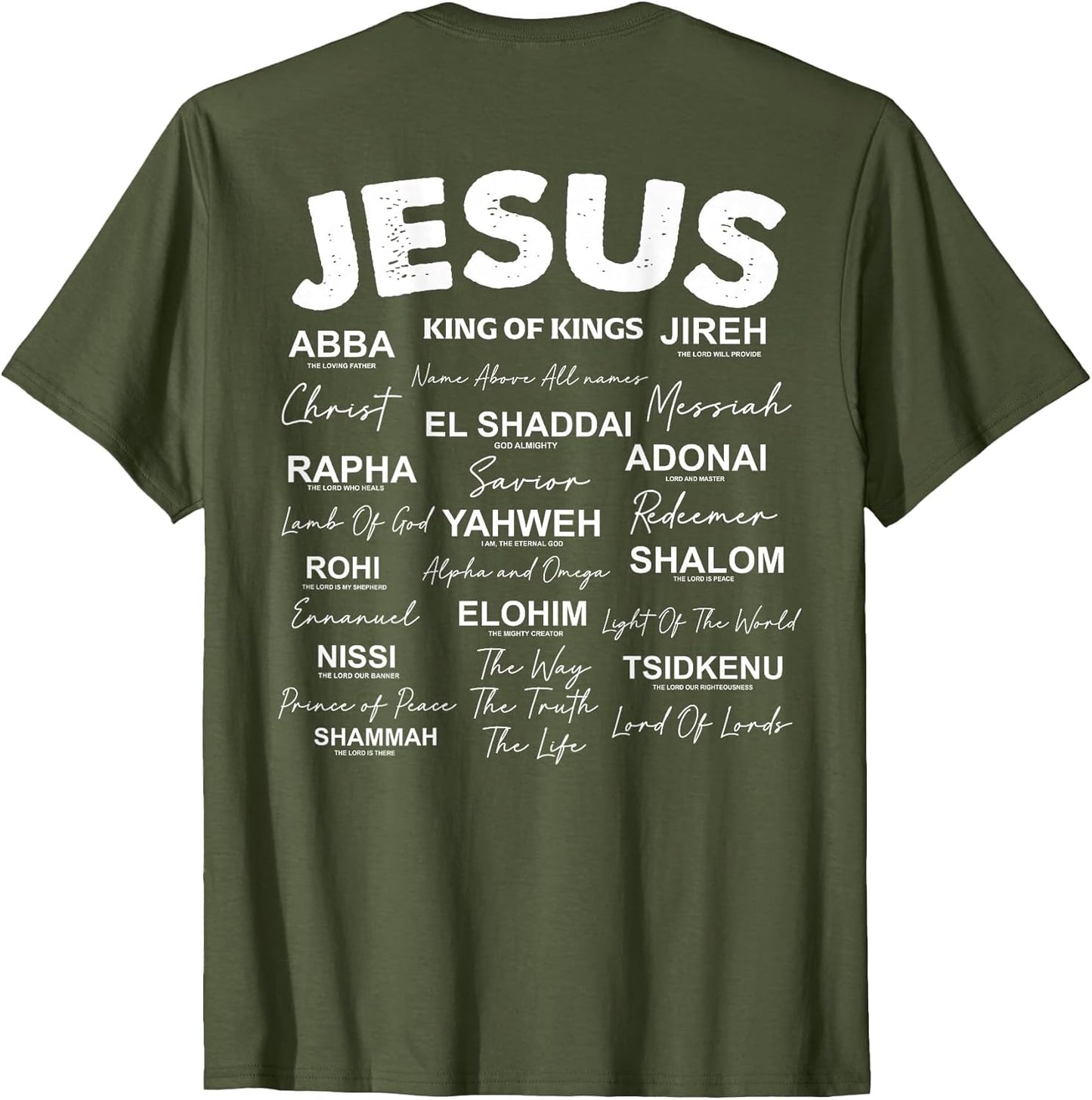 Jesus is King Names of God Hebrew Jesus Christian (On Back)