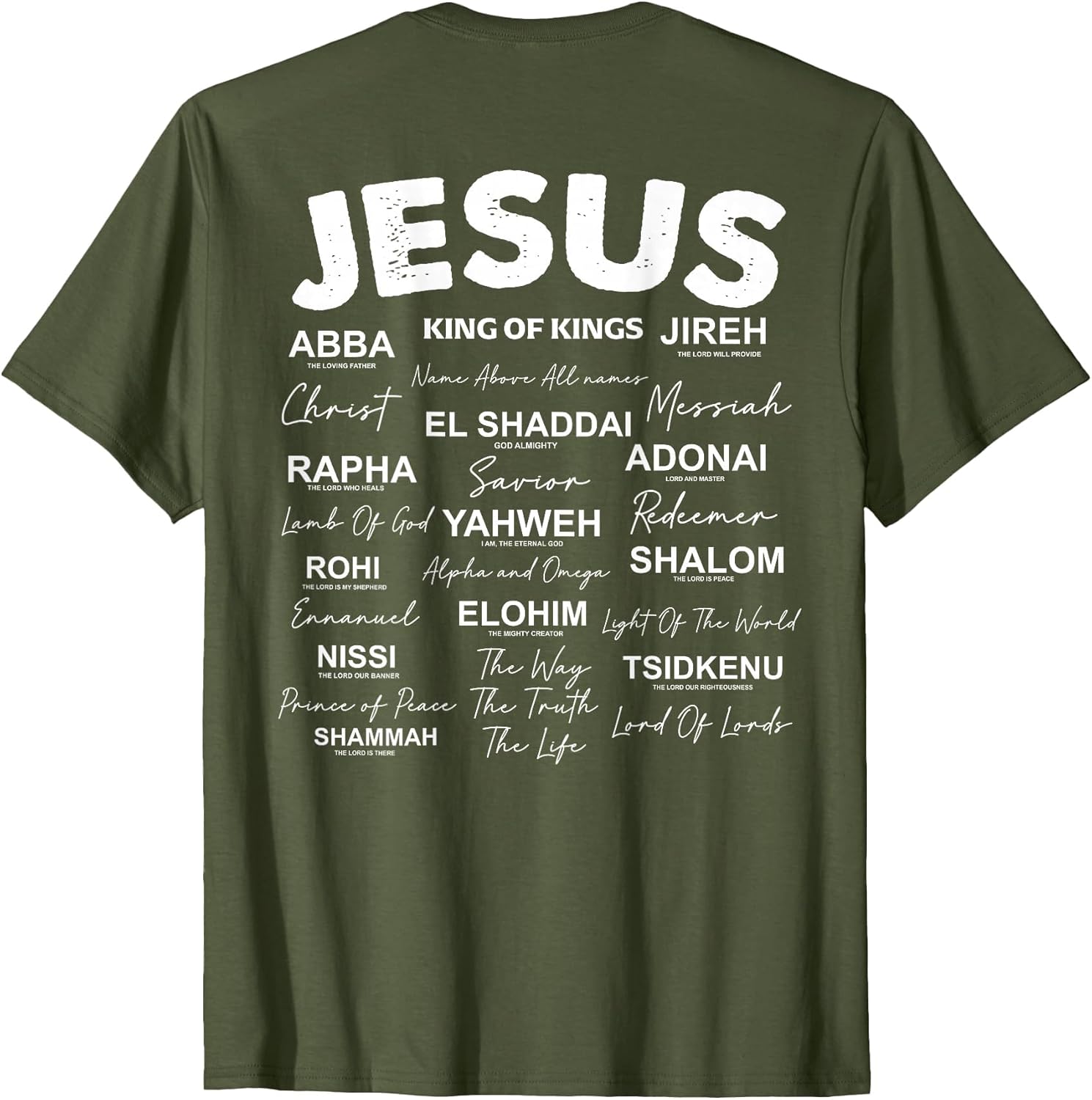 Jesus is King Names of God Hebrew Jesus Christian (On Back)