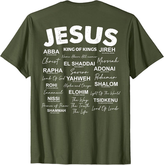 Jesus is King Names of God Hebrew Jesus Christian (On Back)