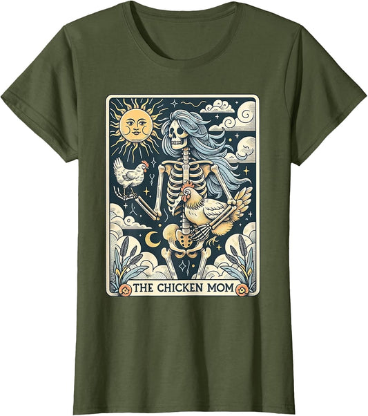 Skeleton Tarot Card Chicken Mom Farm Animal Farmer Women