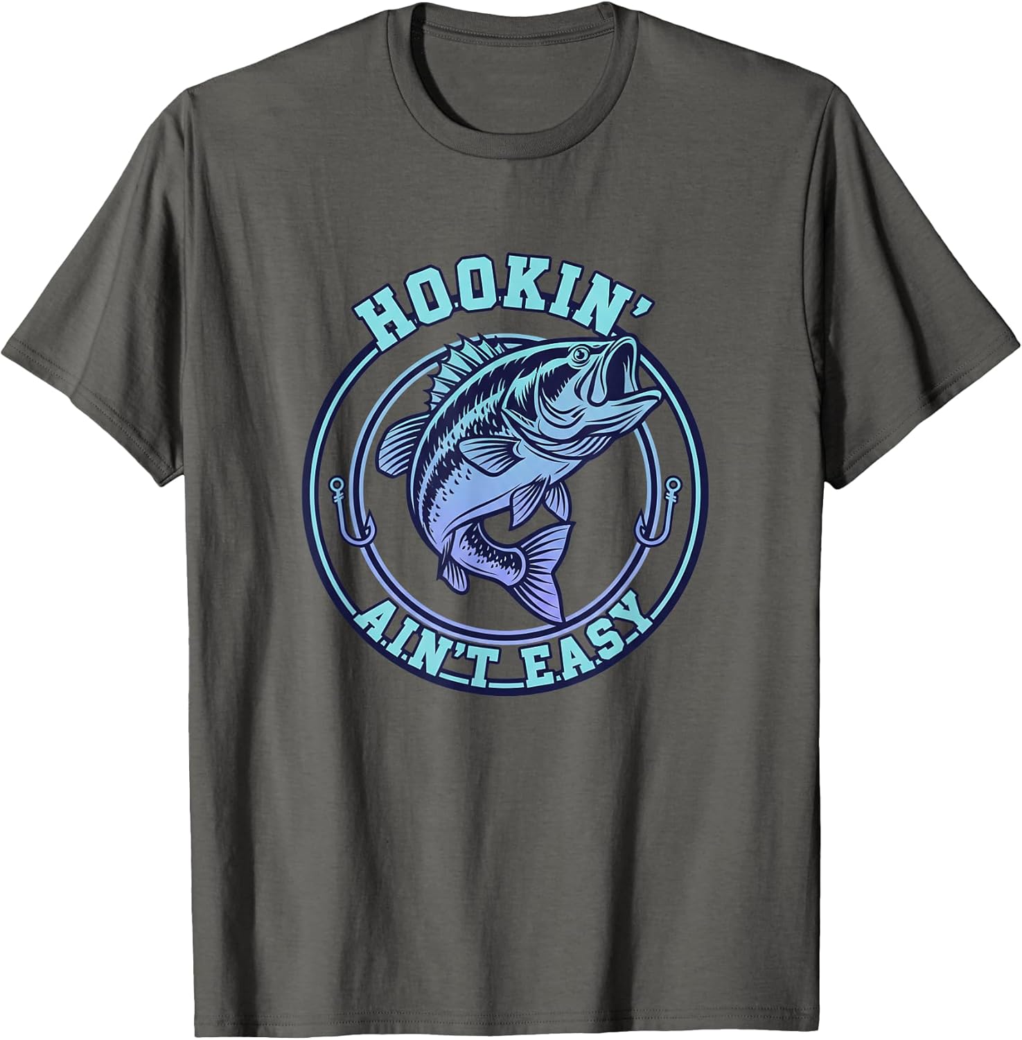 Hookin Aint Easy Fishing Bass Angler Humor Men