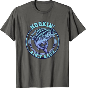 Hookin Aint Easy Fishing Bass Angler Humor Men
