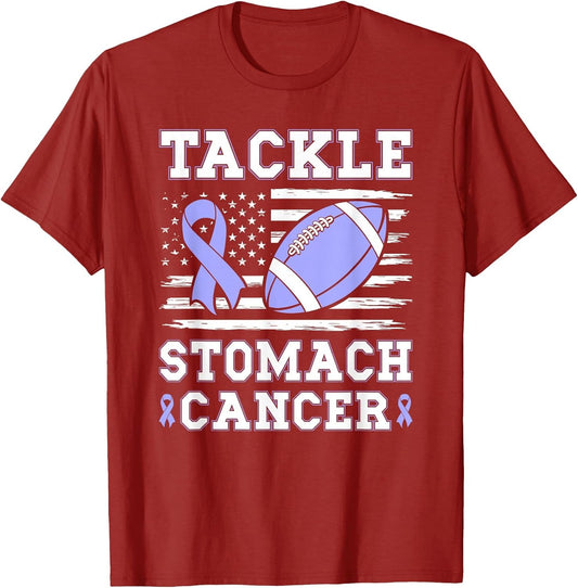 Tackle Stomach Cancer US Flag Periwinkle Ribbon Football