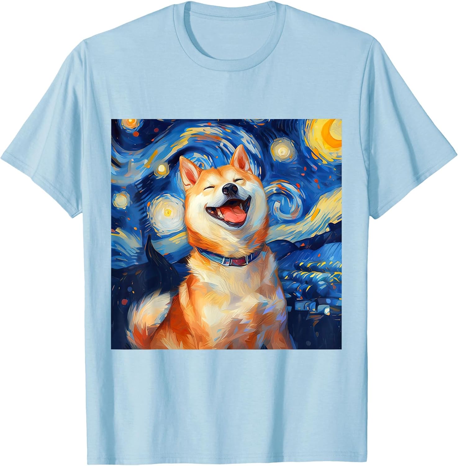 Cute Shiba Inu Dog Starry Night Vincent Van Gogh Painting